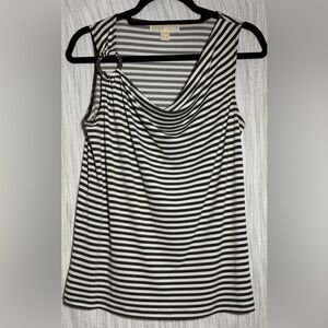 Michael Kors Striped Tank with Draped Neckline